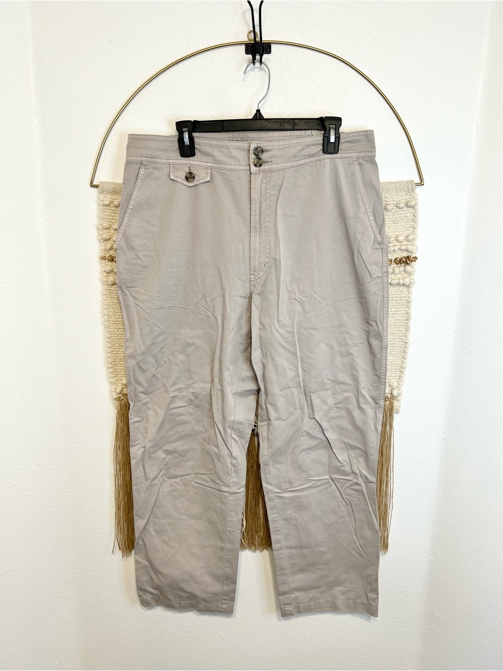 Sundance Washed Taupe Gray Chinos Womens 14 100% Cotton